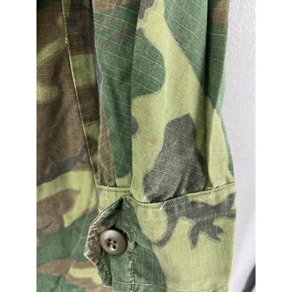 Vintage US Army Jungle Jacket Medium OG-107 Ripstop Vietnam 60s Slant Pockets - Picture 10 of 13